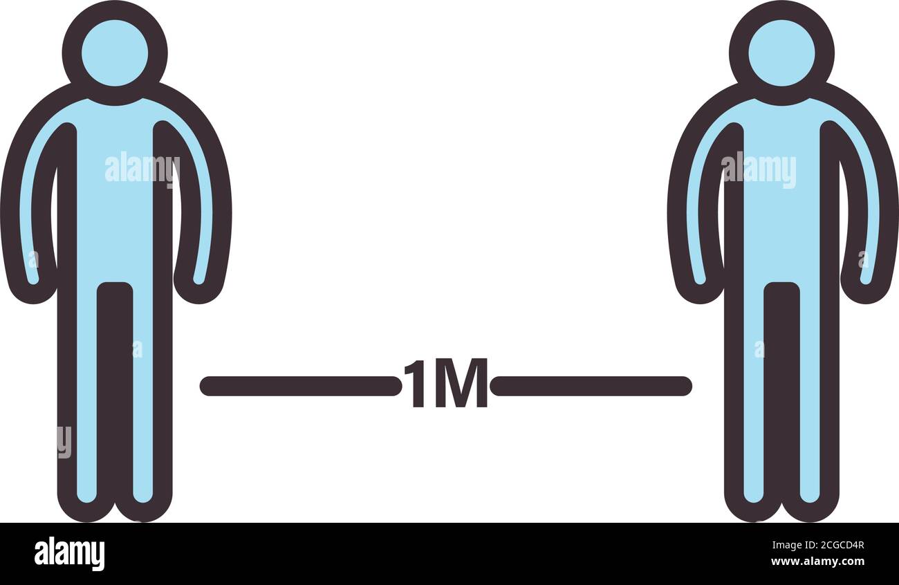 social distancing between two persons line and fill style icon design ...