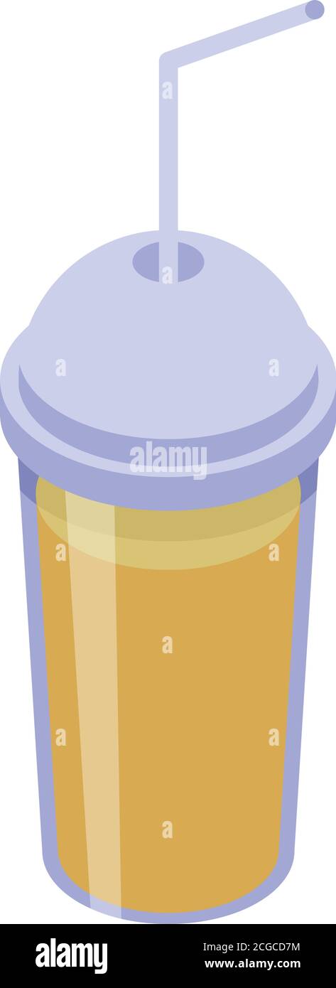 Fresh juice plastic cup icon, isometric style Stock Vector