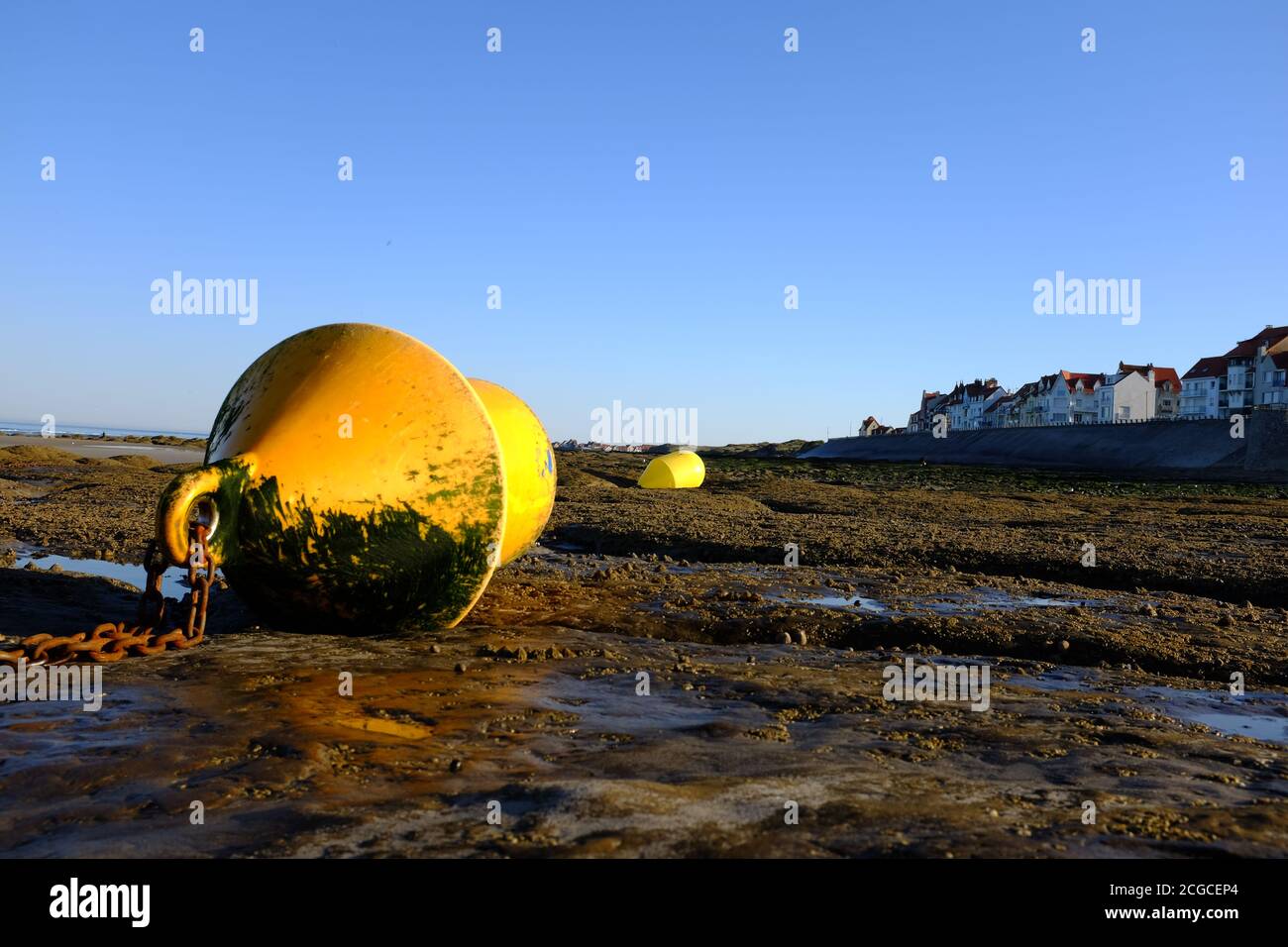 Bouys, Ambleteuse beach Stock Photo
