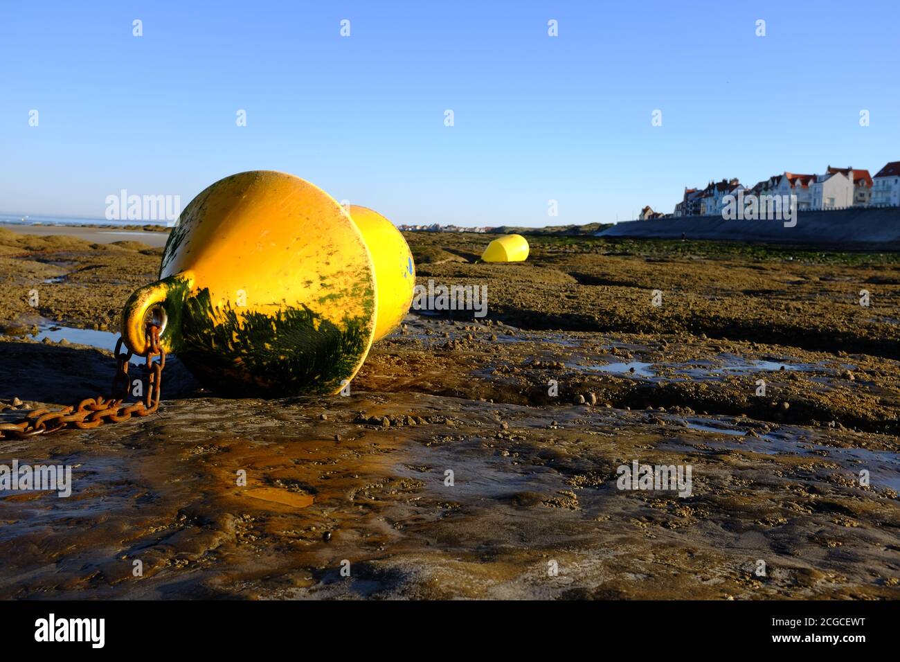Bouys, Ambleteuse beach Stock Photo