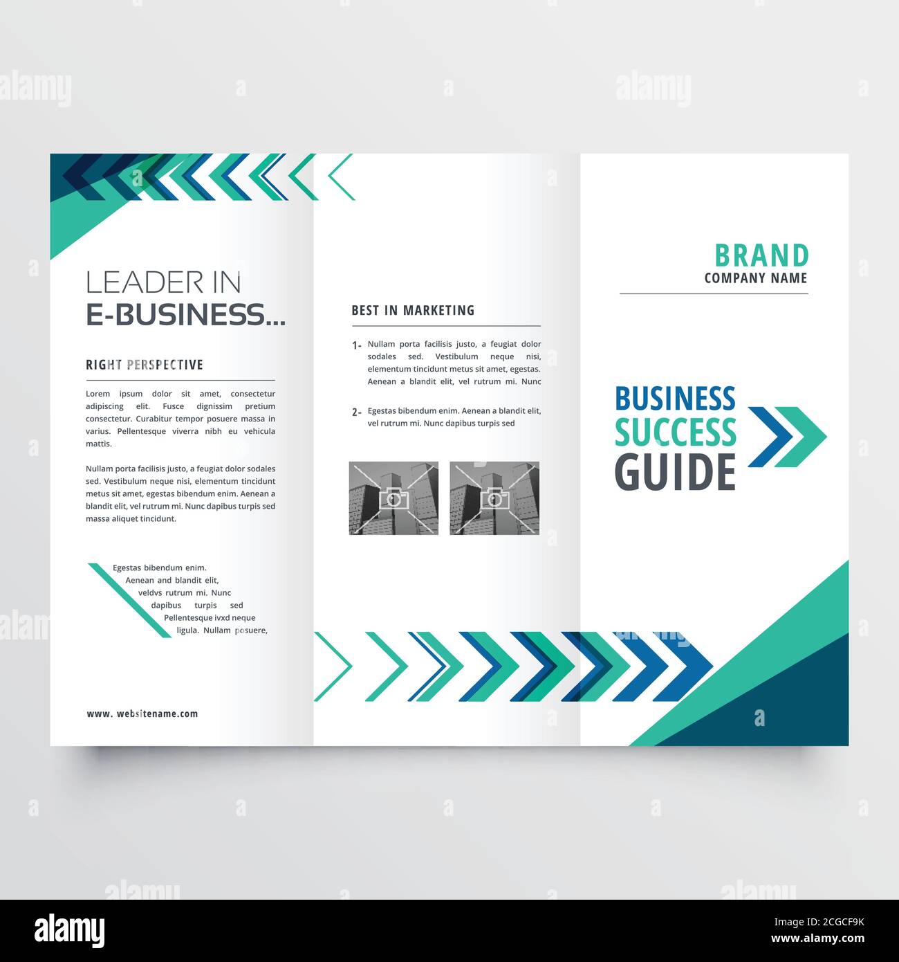 business tri fold brochure template design with geometric shapes Throughout 2 Fold Flyer Template