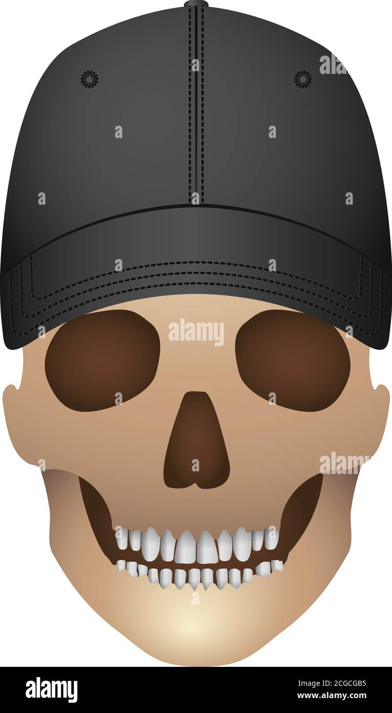 Skull with hat on a white background. Vector illustration Stock Vector
