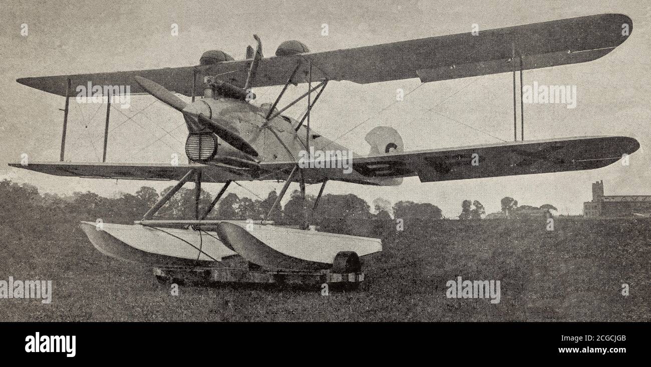 A newspapercutting showing  a Fairey Seafox, a 1930s British reconnaissance floatplane built for the Fleet Air Arm and designed to be catapulted from the deck of a light cruiser during the Second World War. In 1939, a Seafox played a part in the Battle of the River Plate against the German pocket battleship Admiral Graf Spee, by spotting for the naval gunners. This ended with Admiral Graf Spee's scuttling and destruction. Stock Photo