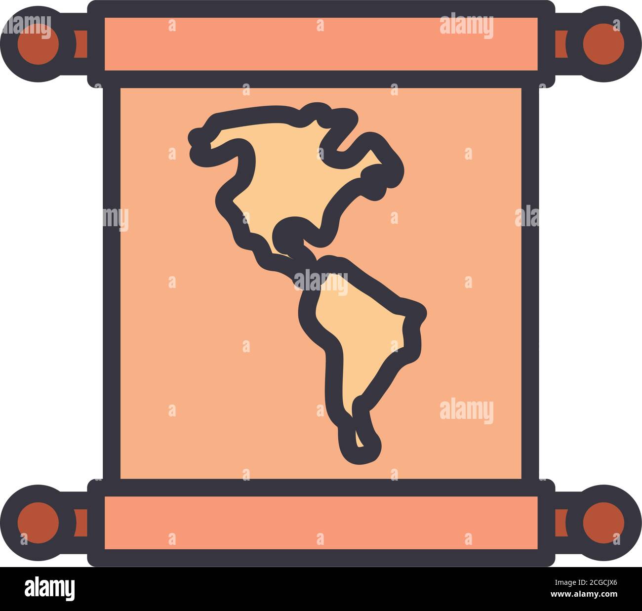 World map line and fill style icon design, Planet continent earth and ...