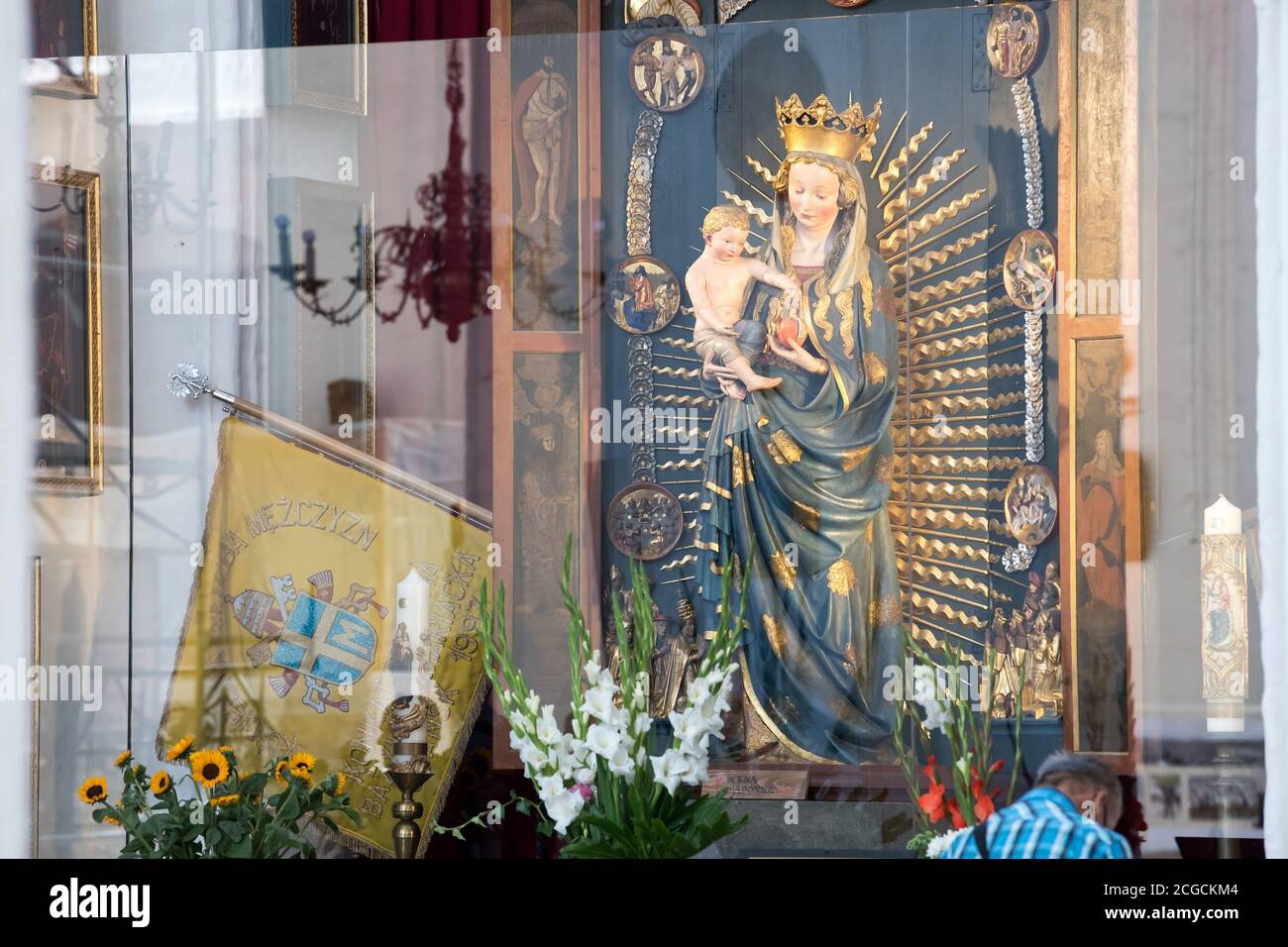 Beautiful Madonna figure in Gothic Bazylika Mariacka (St. Mary's Church) in Main City in historic centre of Gdansk, Poland. August 15th 2020 © Wojciec Stock Photo