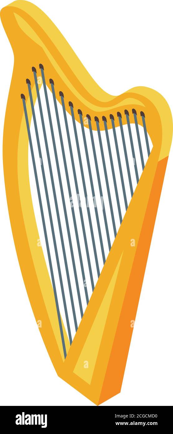 Lesson harp icon, isometric style Stock Vector
