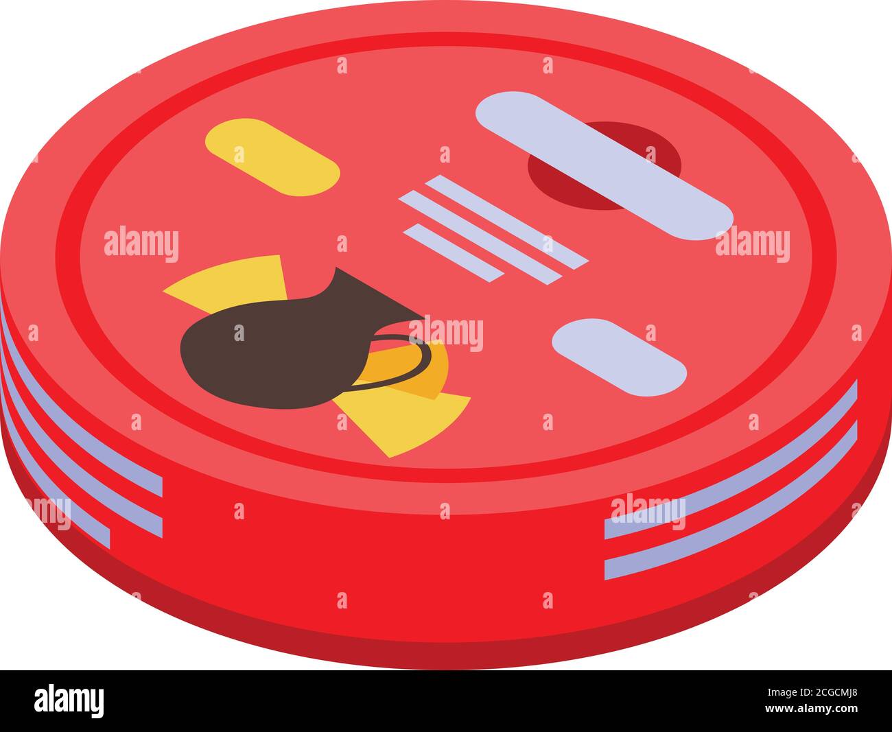 Cheese round package icon, isometric style Stock Vector