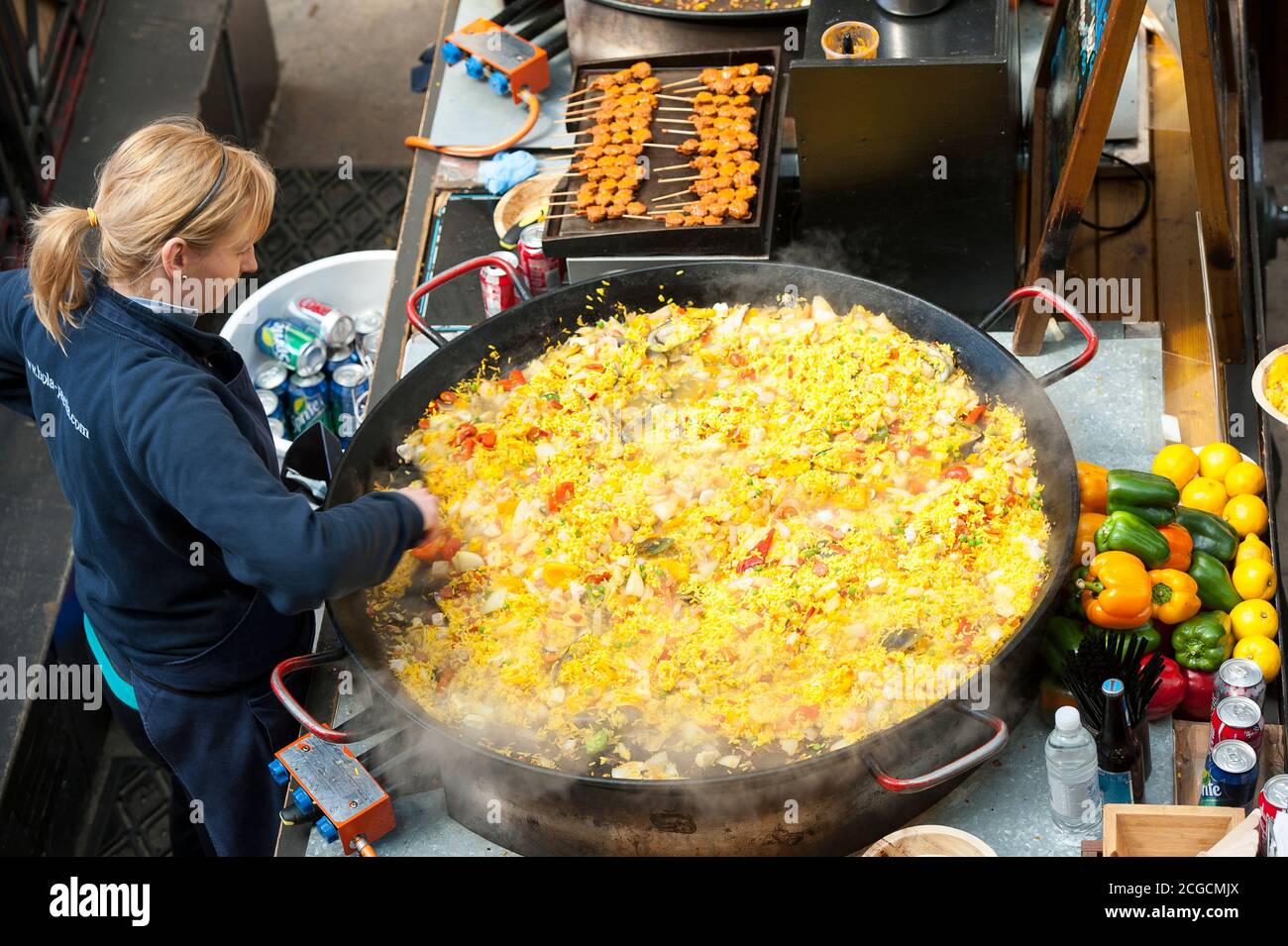 Cooking paella in Covent Garden, London, England Stock Photo Alamy