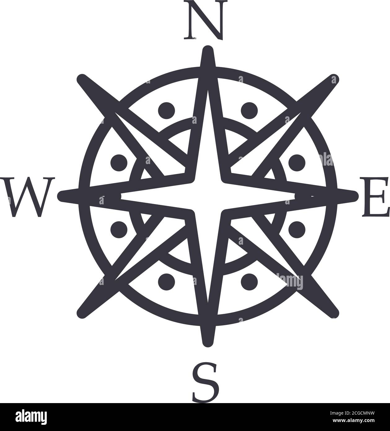 Compass icon wind map north west Royalty Free Vector Image