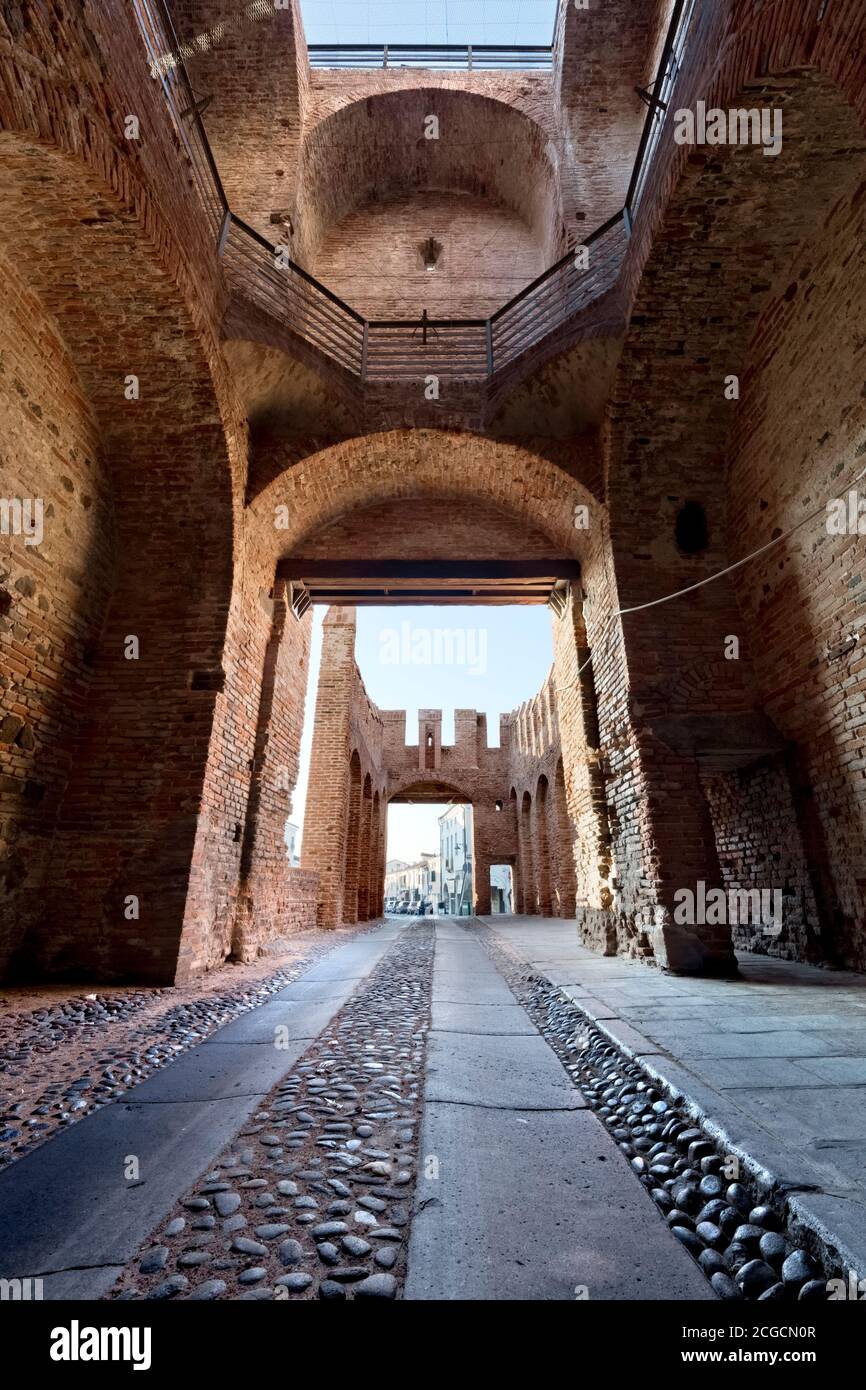 The medieval entrance portal of the Rocca degli Alberi in Montagnana. Padova province, Veneto, Italy, Europe. Stock Photo