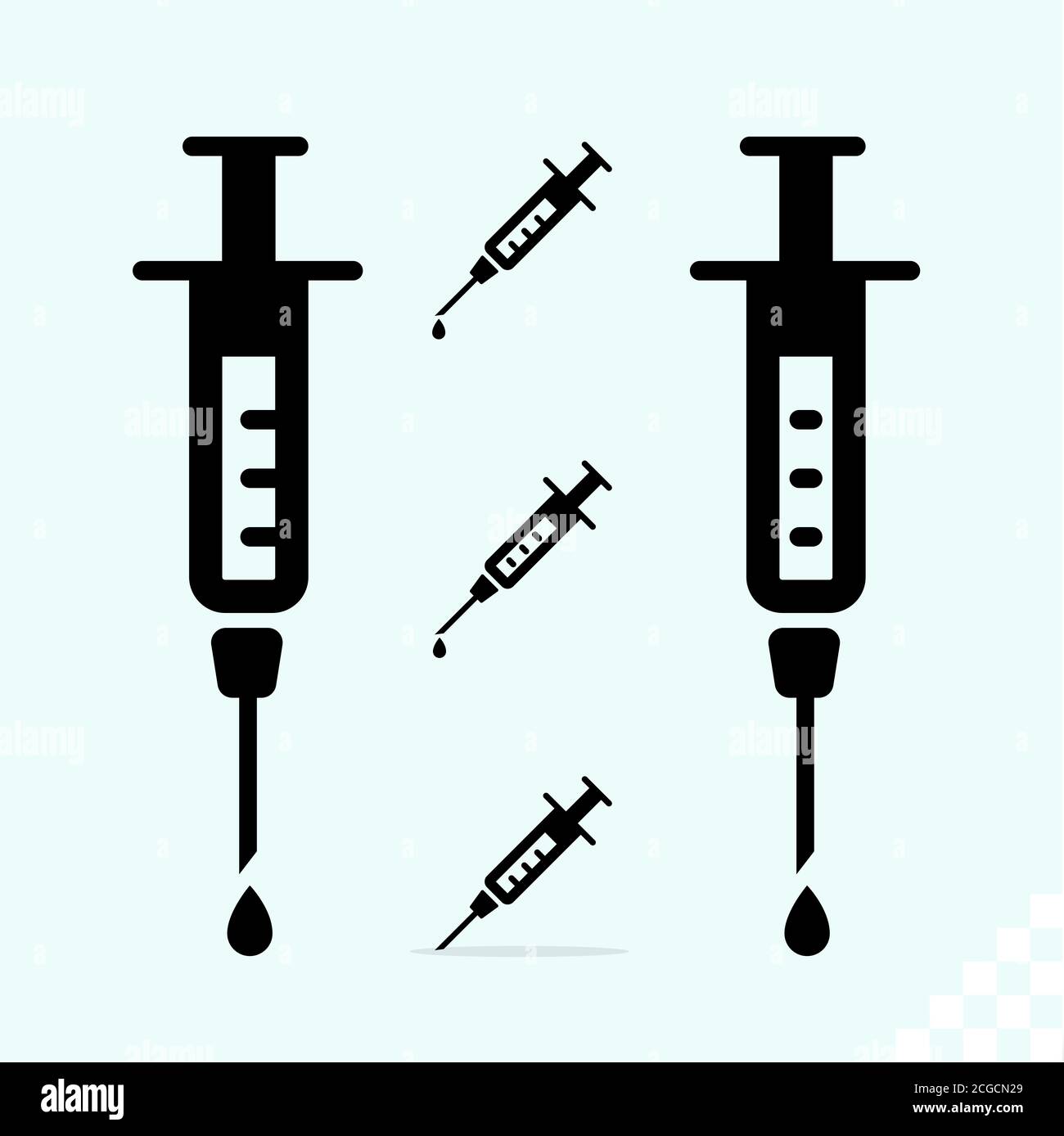 Syringe needle injection graphic icon and symbol flat art vector Stock Photo