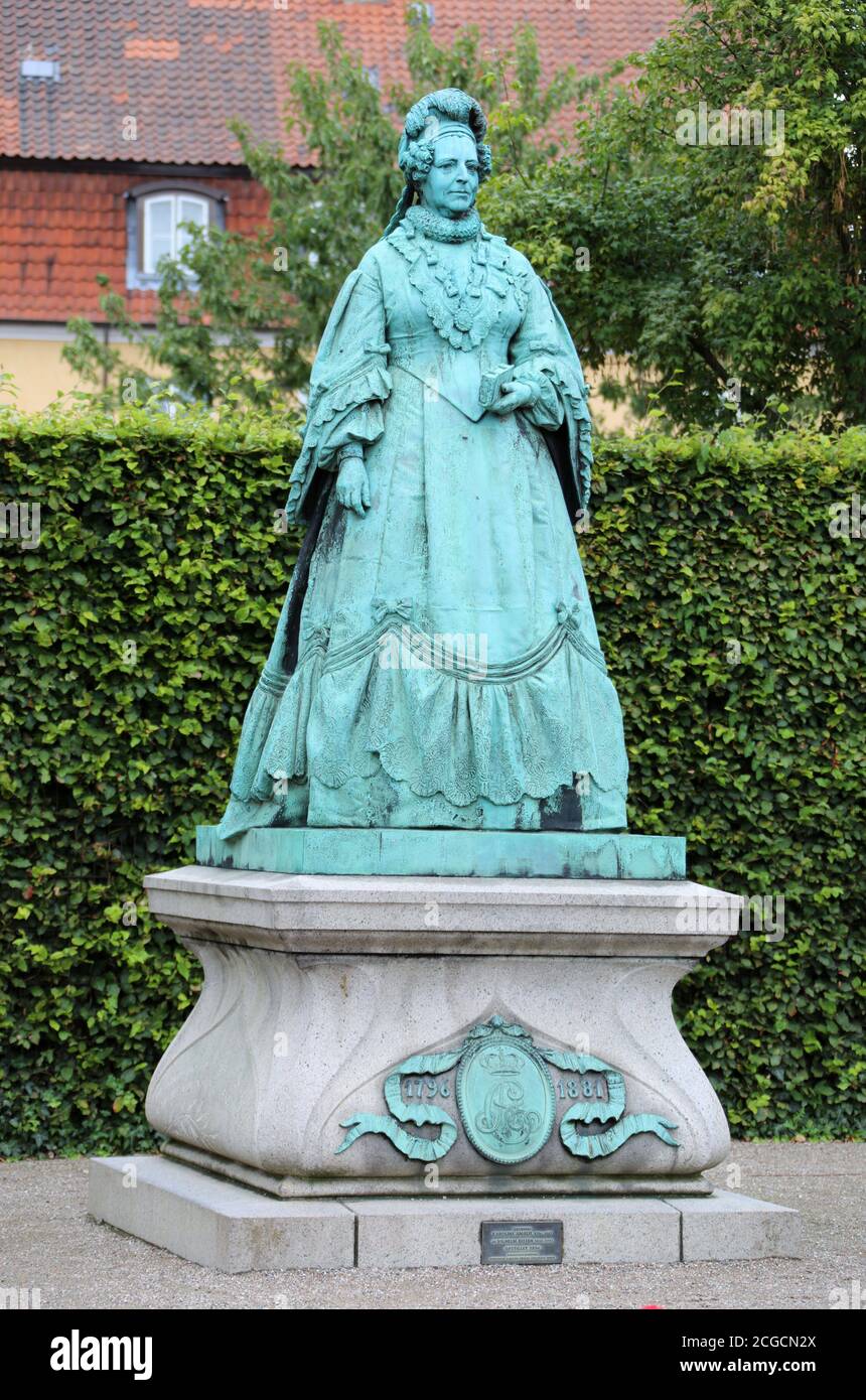 Dowager Queen Caroline Amalie statue in the Kings Garden at Rosenborg Castle Stock Photo
