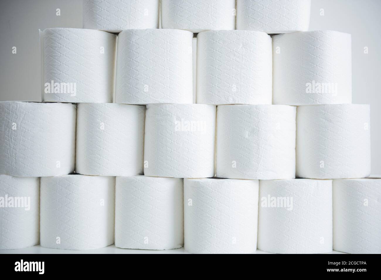 Stacked rolls of toilet paper Stock Photo Alamy