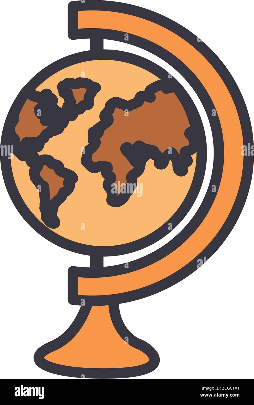 World sphere line and fill style icon design, Planet continent earth ...