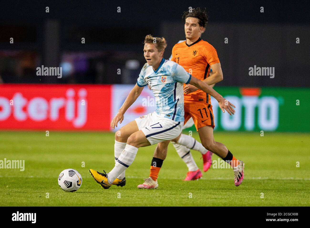 08-09-2020: Sport : Jong Oranje vs Jong Noorwegen  Jong Oranje player Ferdi Kadioglu and Jong Noorwegen player Johan Hove   During the match Jong Oran Stock Photo