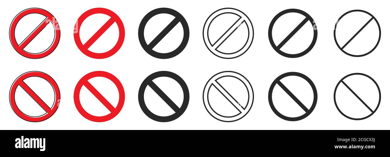 Set of prohibition signs of different thicknesses. Vector illustration ...