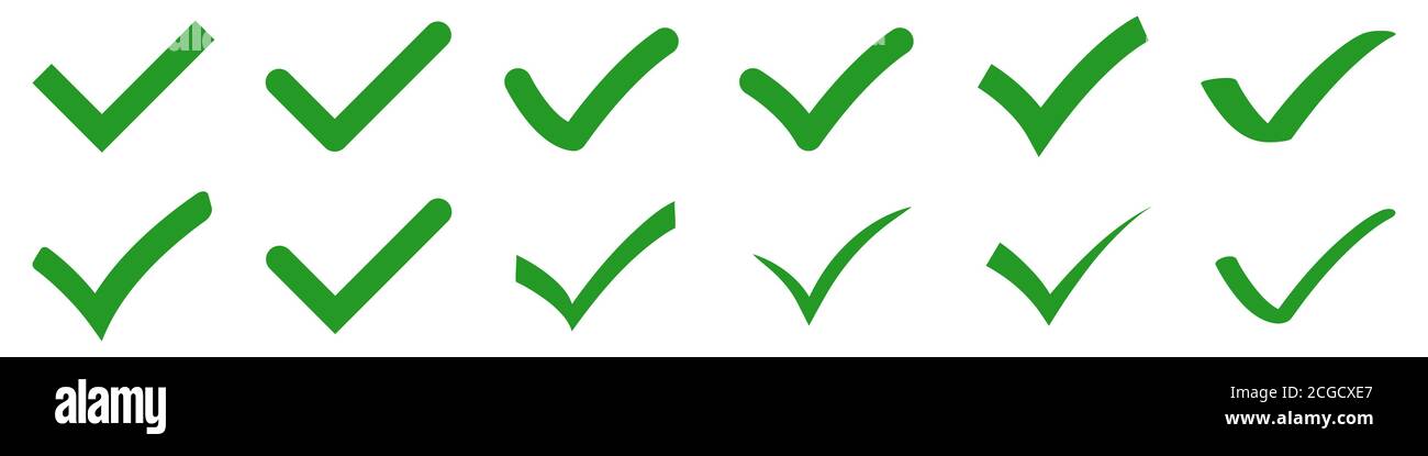 Set of check mark icons isolated on white background. Vector ...