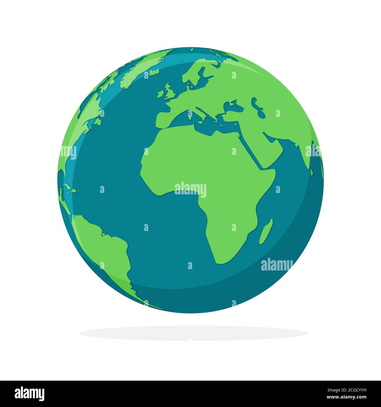 Earth globe icon isolated. World map icon. Color hemisphere of earth ...