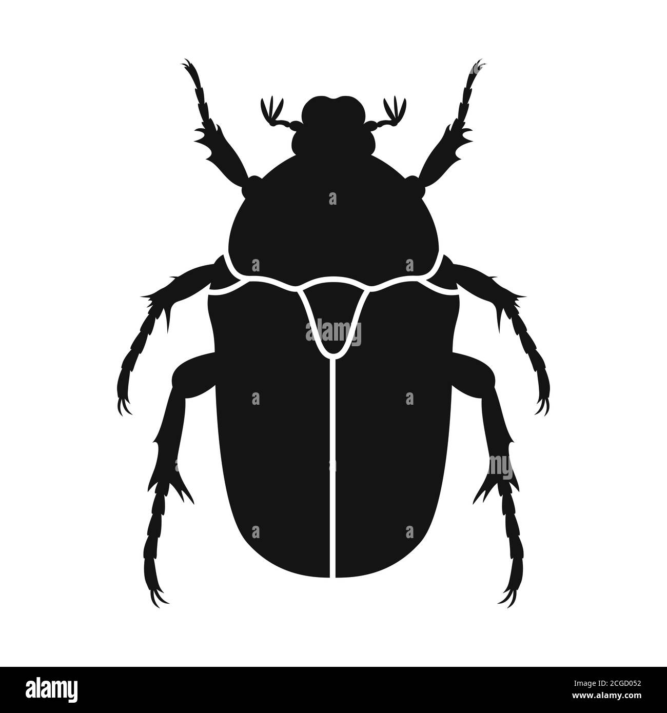 Chafer vector icon. Black silhouette of chafer beetle. Insect icon isolated. Vector illustration. Chafer beetle logo in flat style Stock Vector
