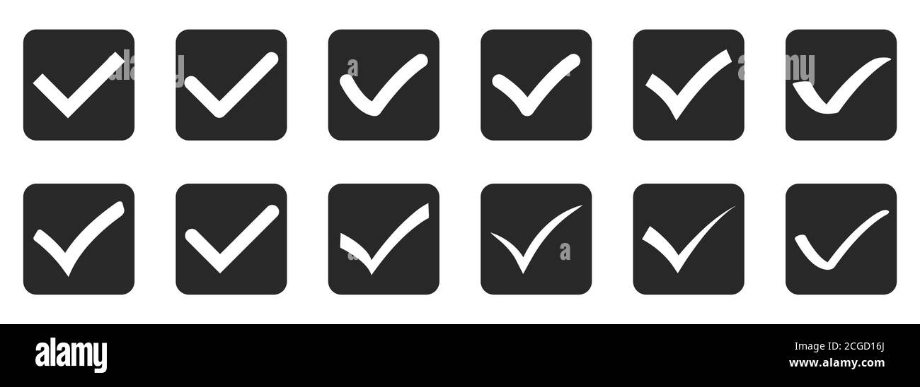 Set of check mark icons isolated on white background. Vector ...