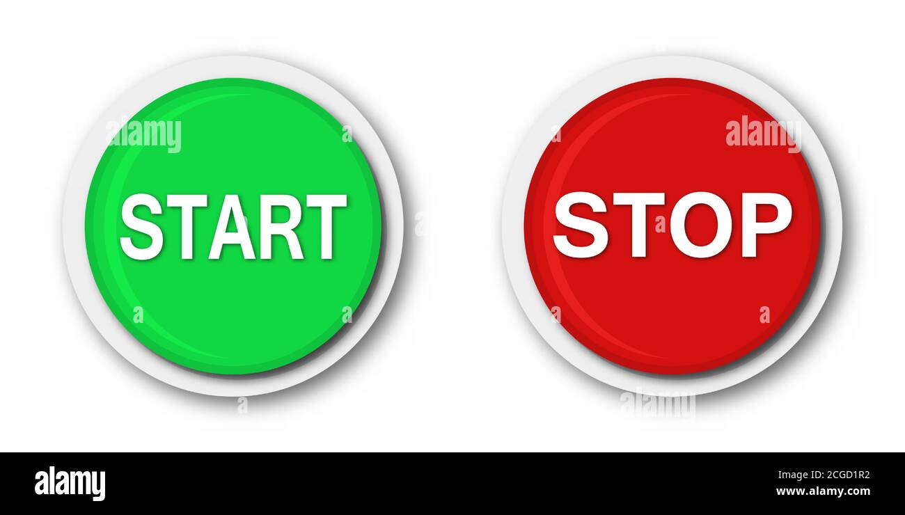 Start and stop buttons. Vector illustration. Round web buttons isolated  Stock Vector Image & Art - Alamy
