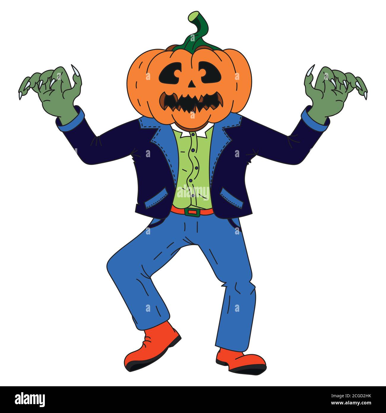Halloween. vector illustration, pumpkin Jack with a human body, on a ...