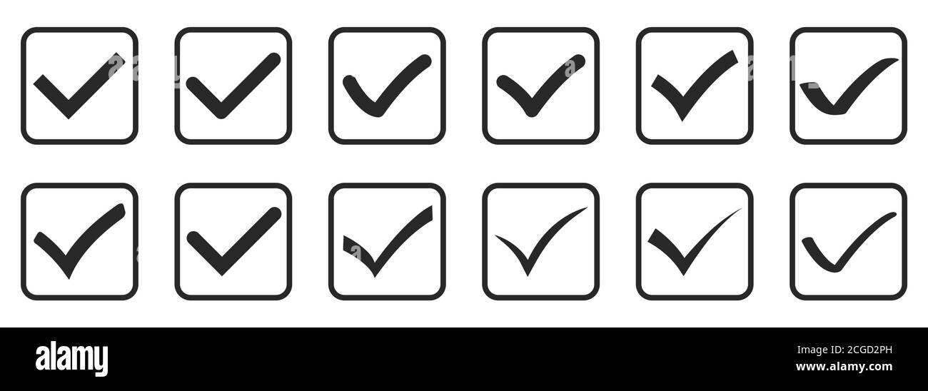 Set of check mark icons isolated on white background. Vector ...