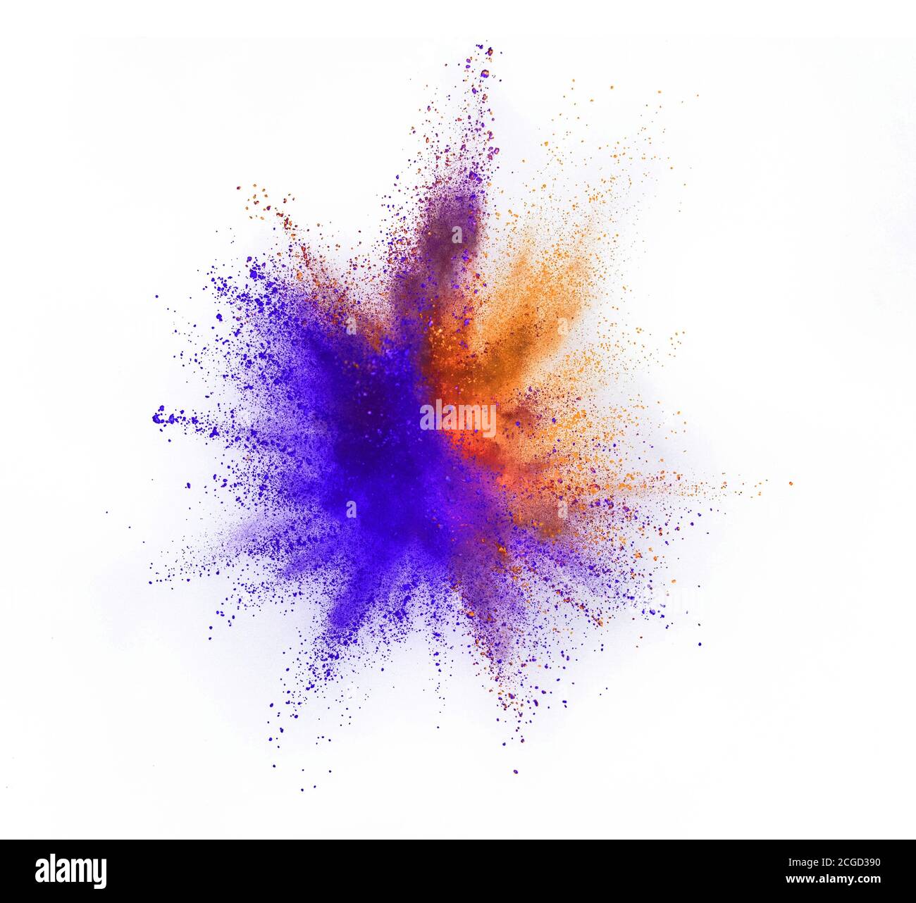 Colored powder explosion isolated on white background Stock Photo Alamy