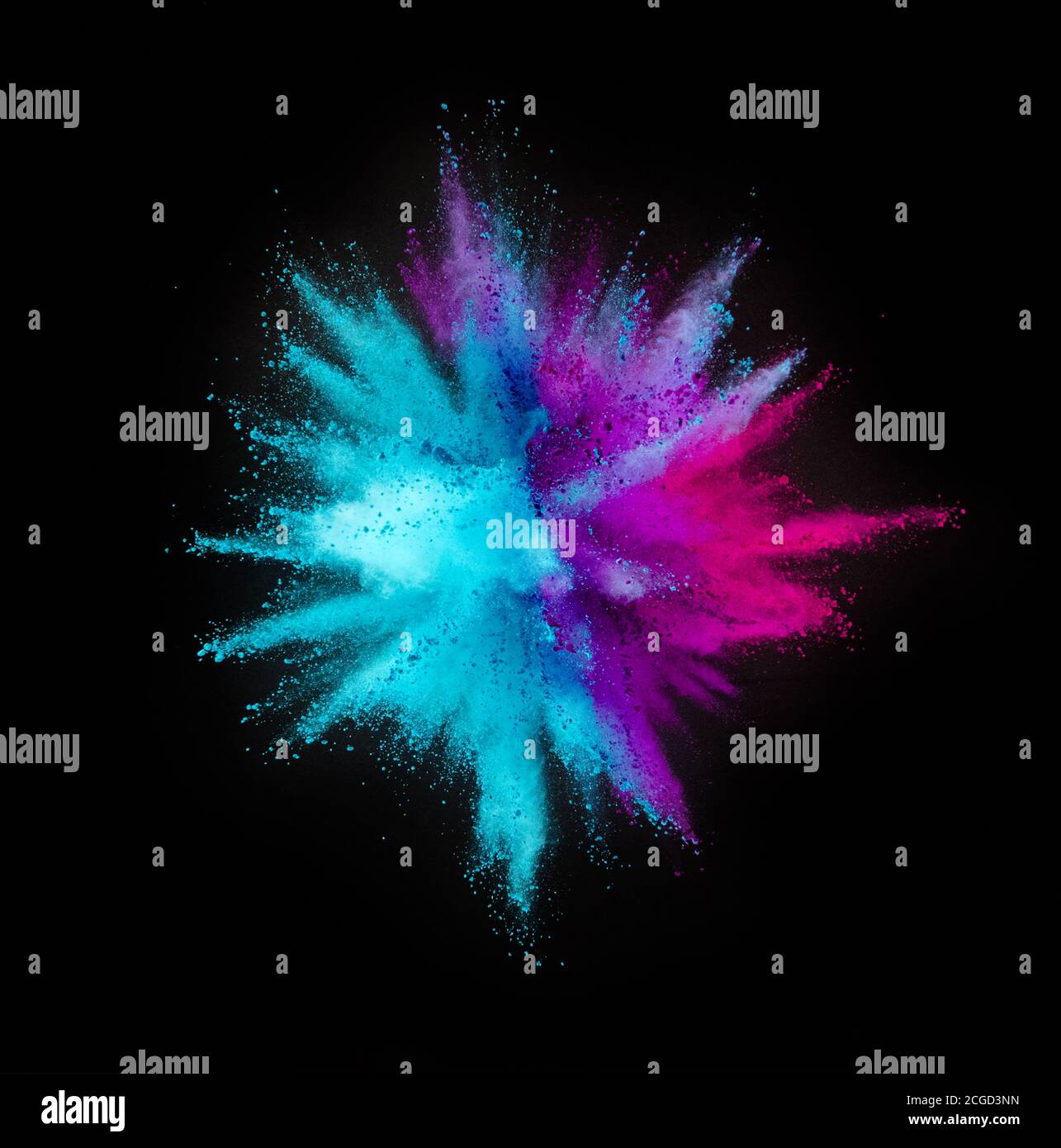 Colored powder explosion isolated on black background Stock Photo - Alamy