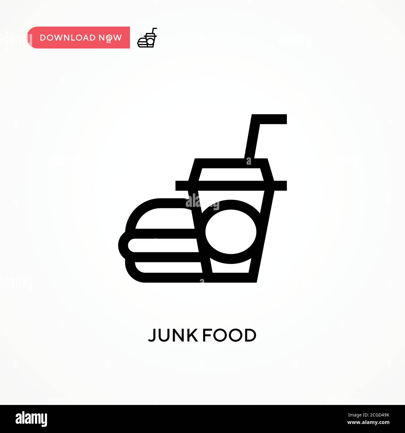 Junk food Simple vector icon. Modern, simple flat vector illustration for web site or mobile app Stock Vector