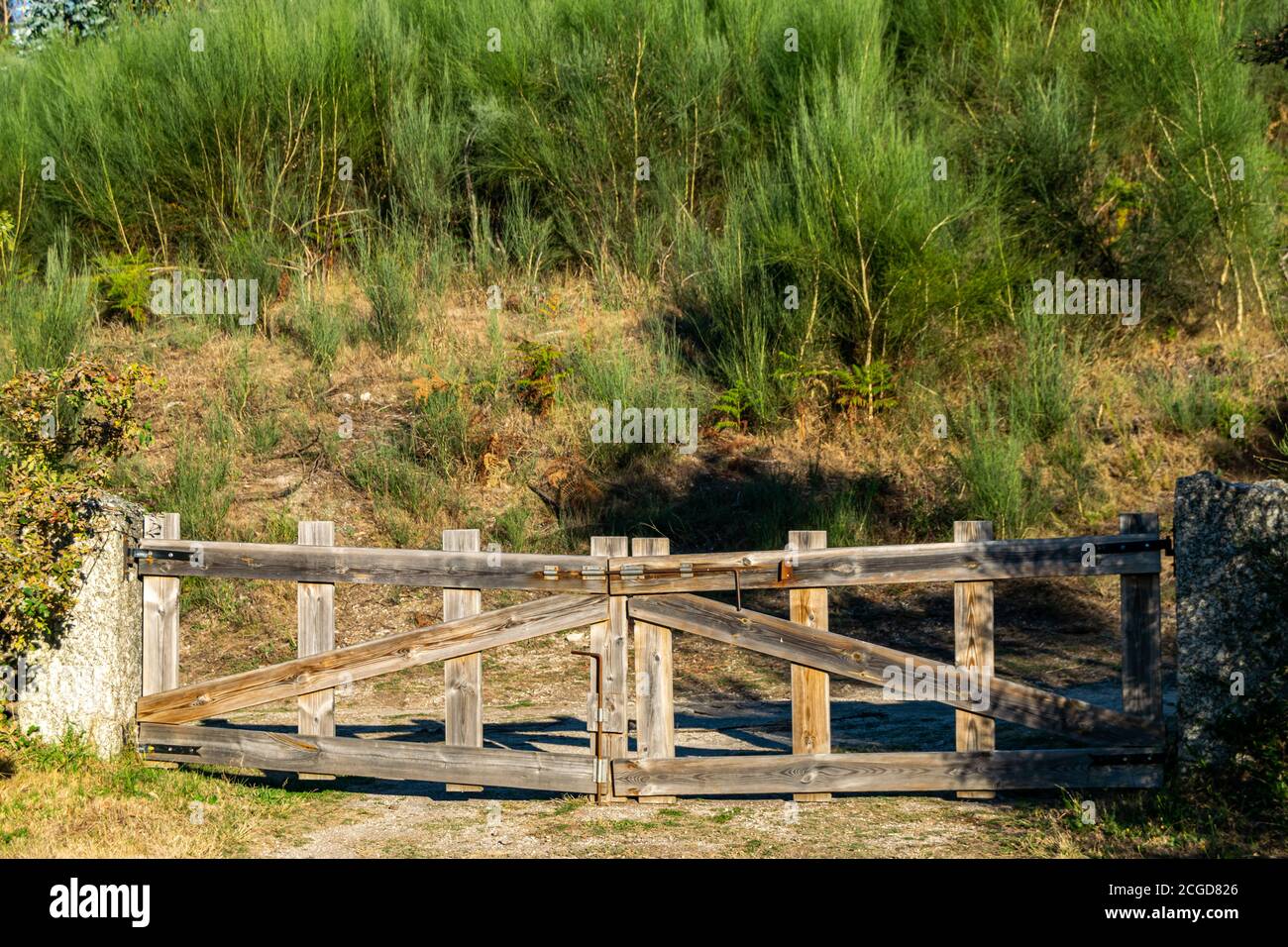 Vintage Wood fence door used in portuguese farm in Ponte de Lima to prevent  the entry of big animals like cows Stock Photo - Alamy, image size:1300x956