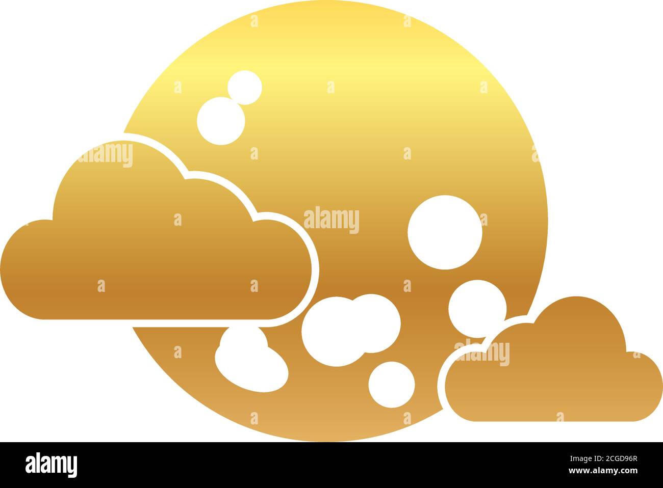 full moon and clouds icon over white background, gradient style, vector ...