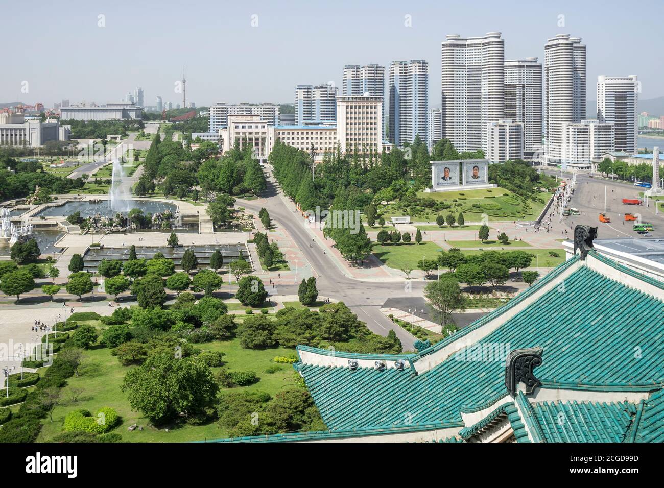 View on the city from the Grand people's study house, Pyongan Province ...