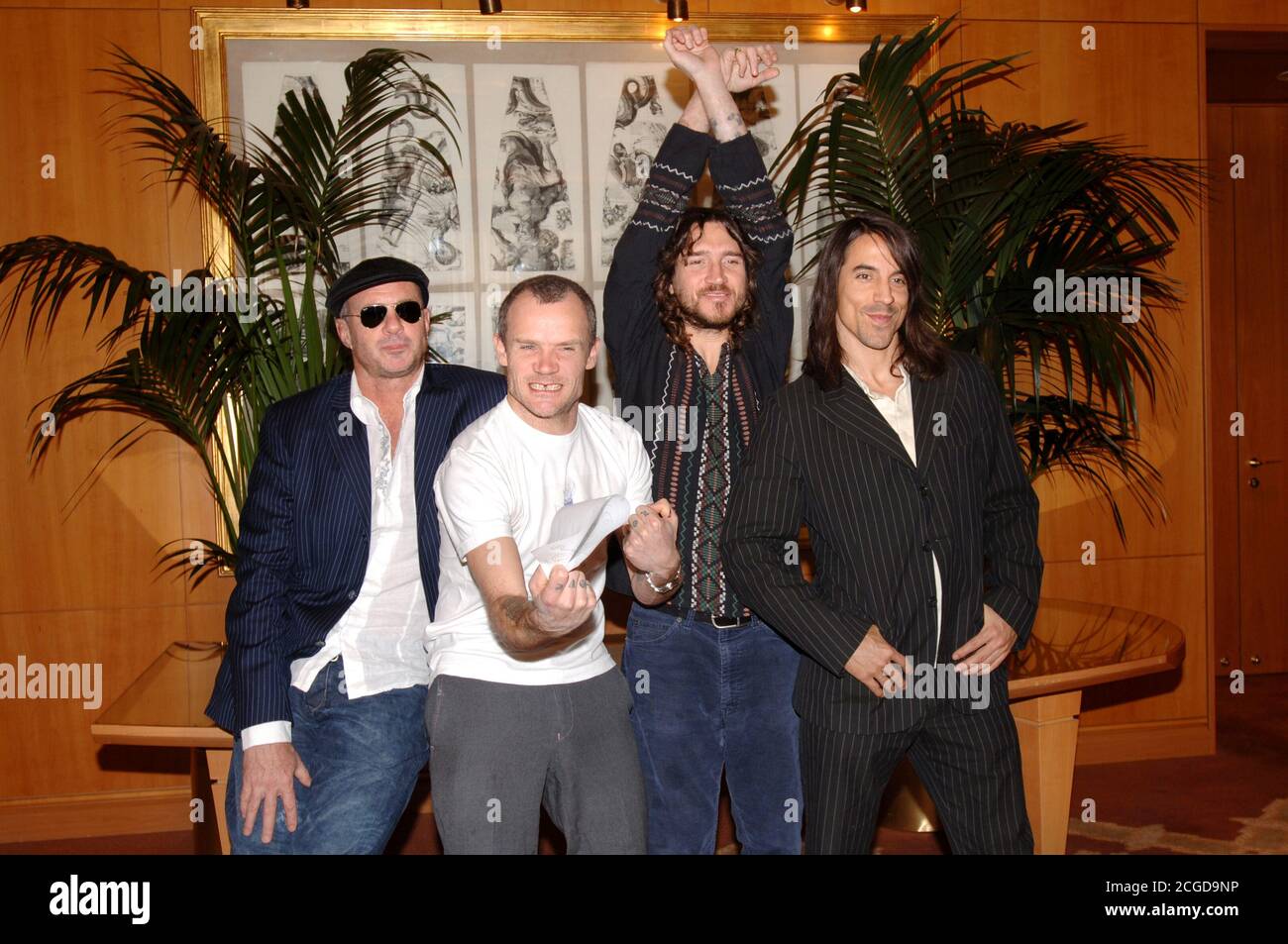 Milan Italy  28/04/2006 ,photo session of the Red Hot Chili Peppers at the Four Season Hotel :  Chad Smith, Flea, John Frusciante, Anthony Kiedis Stock Photo