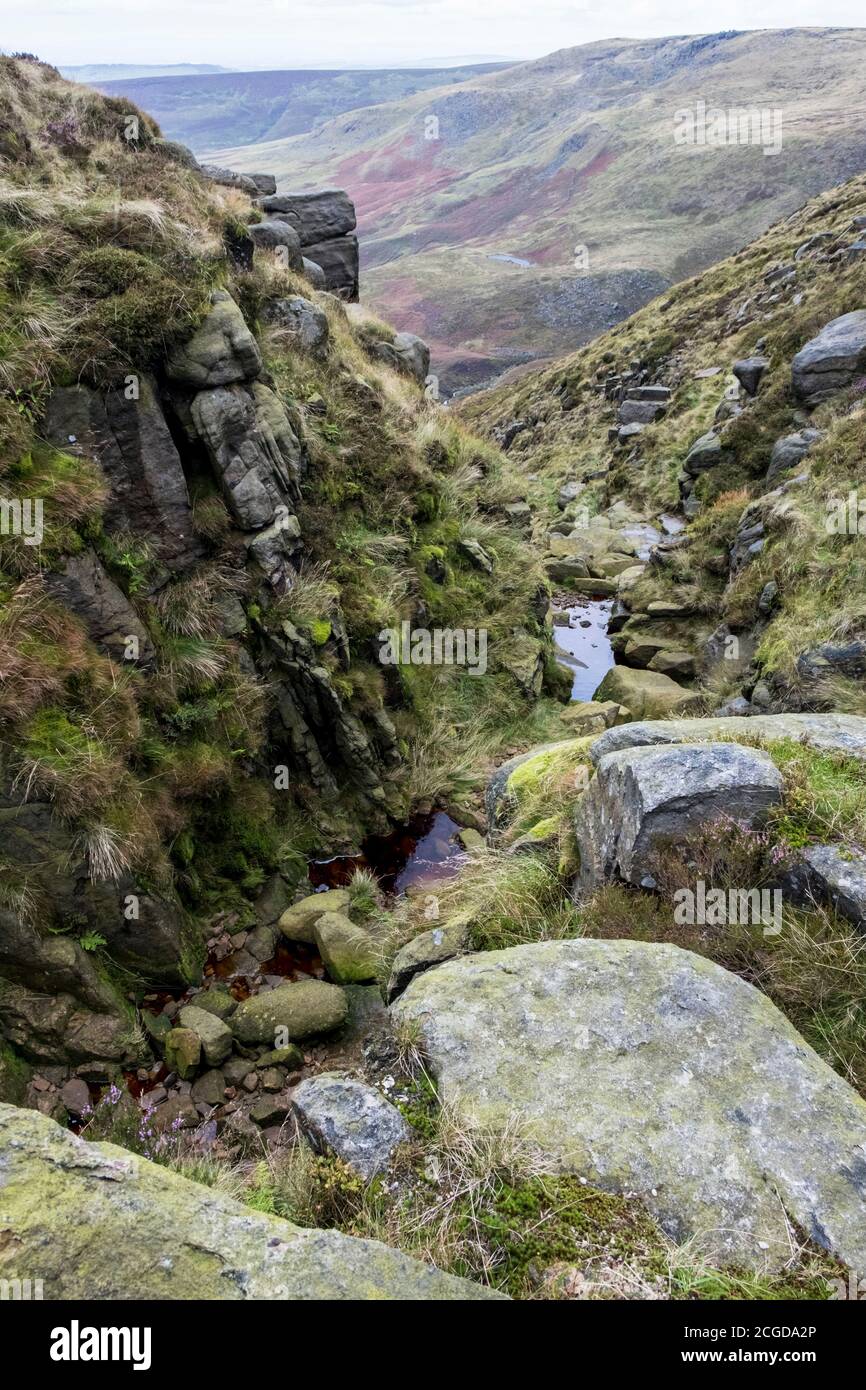 Red Brook on the western edges of Kinder Scout, Derbyshire, Peak District, England, UK Stock Photo