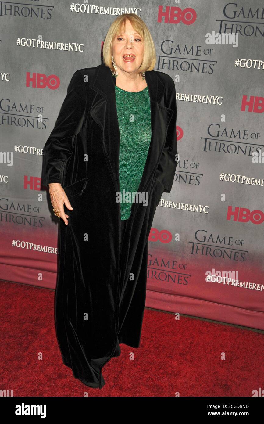 Diana Rigg attending the 'Game Of Thrones' Season 4 premiere at Avery Fisher Hall, Lincoln Center on March 18, 2014 in New York City Stock Photo