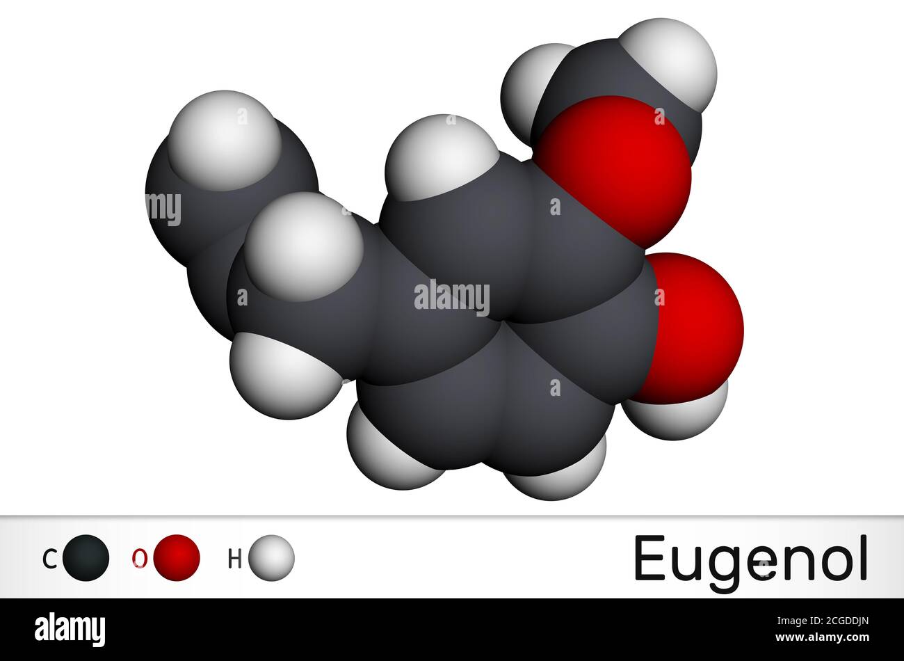 Eugenol, clove essential oil molecule. Is used as flavoring for foods