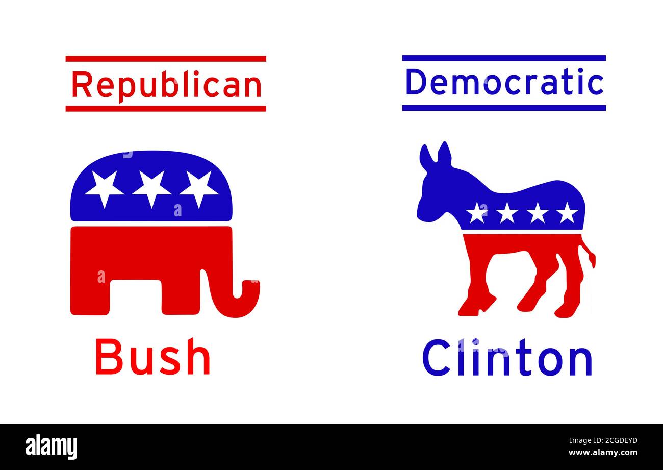 US Presidential Election Bush Clinton republican democrats Stock Photo