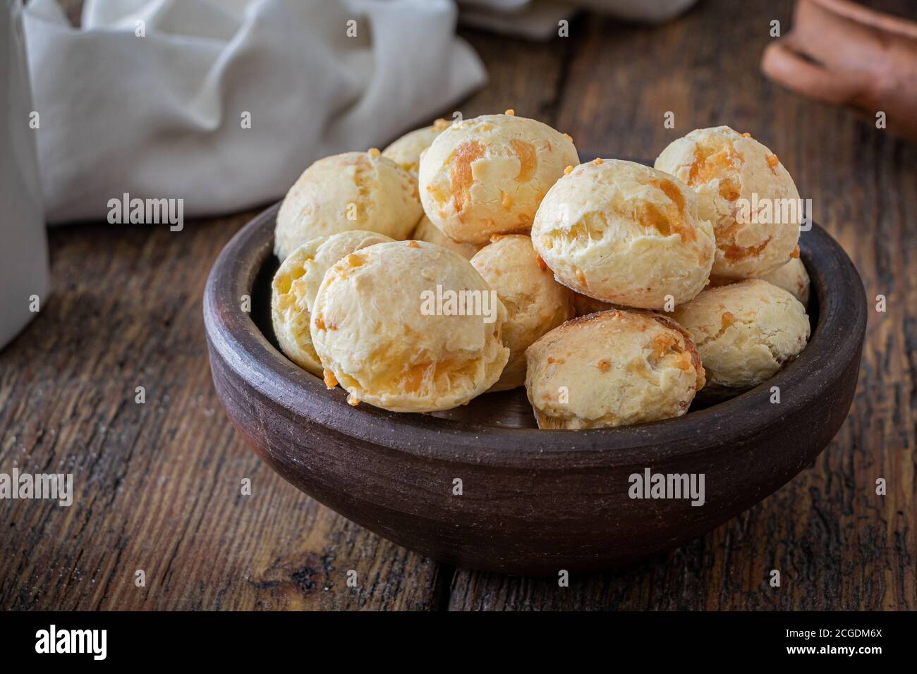 Chipa is a brazilian, argentineansnack cheese bread, pao de queijo. Stock Photo