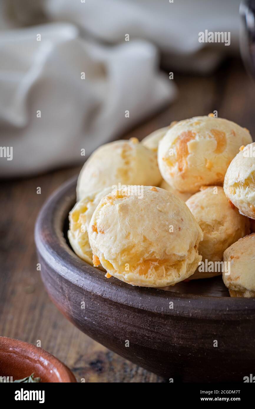 Chipa is a brazilian, argentinean snack cheese bread, pao de queijo. Stock Photo