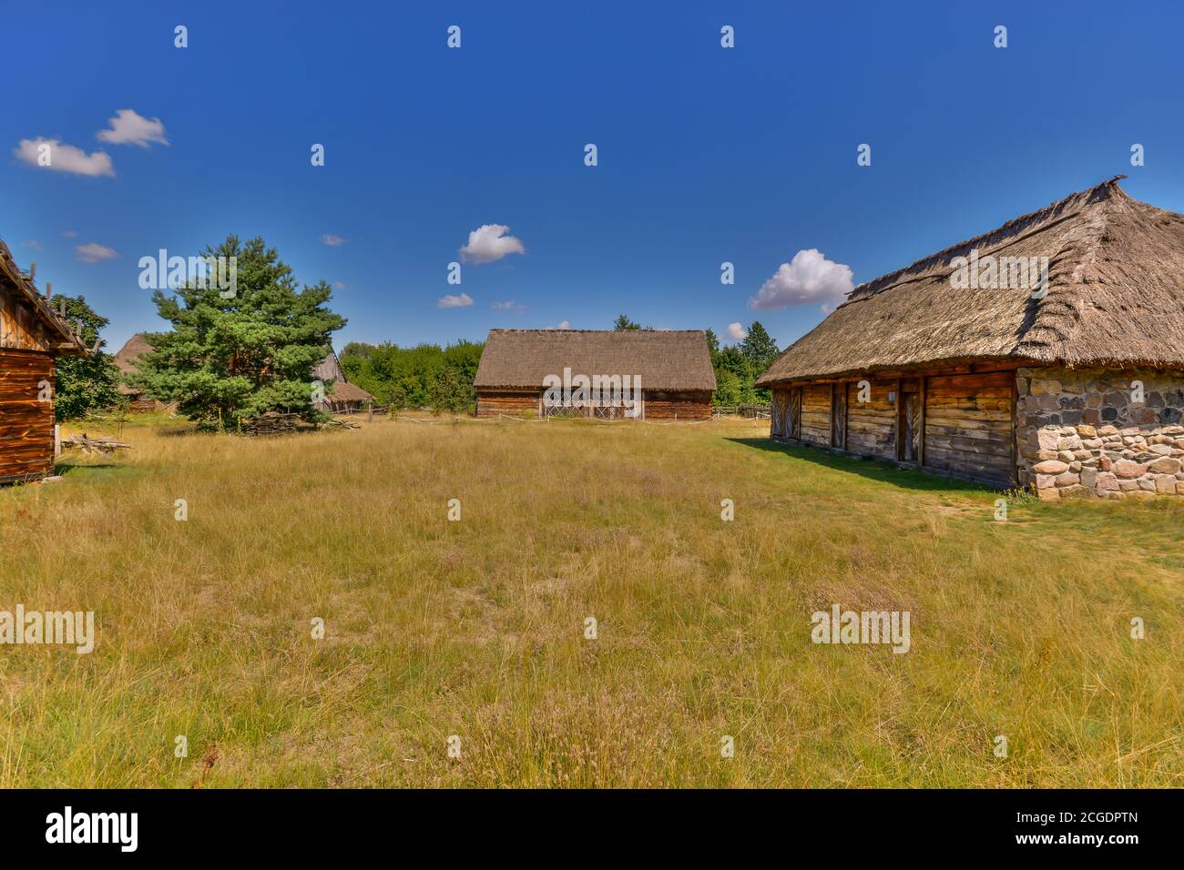Old, historic rural buildings, Poland Stock Photo