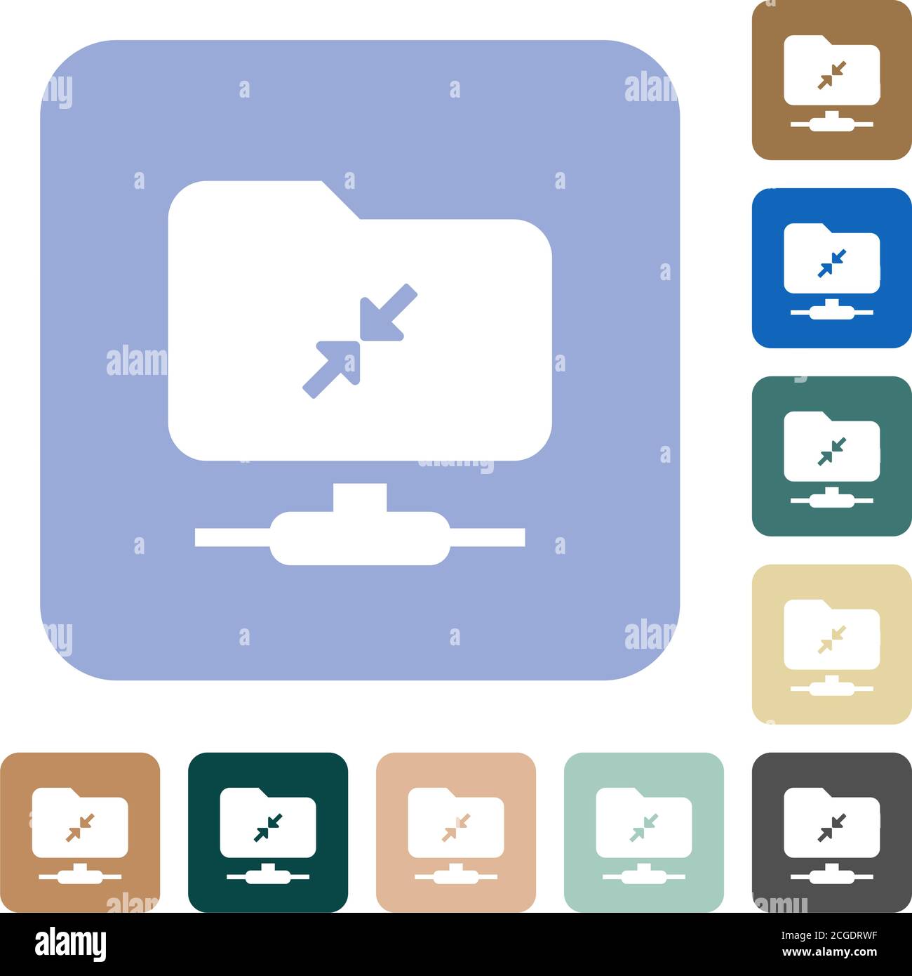 FTP compression white flat icons on color rounded square backgrounds. 6 ...
