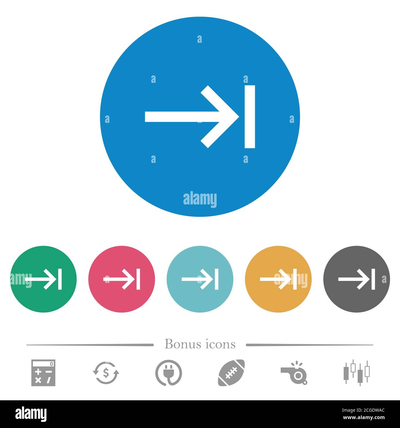 Keyboard tab flat white icons on round color backgrounds. 6 bonus icons ...