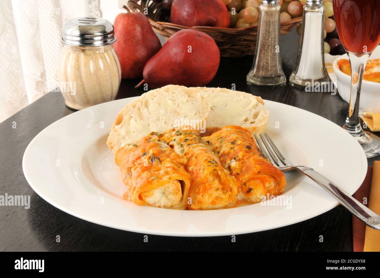 Four cheese manicotti with tomato vodka sauce Stock Photo Alamy