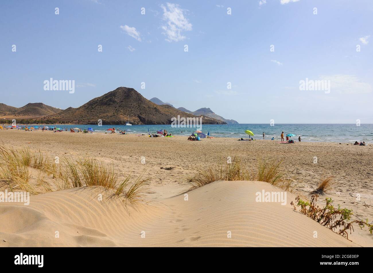Los Genoveses Beach, fine sand and natural dunes in Cabo de Gata, Almeria, Spain Stock Photo