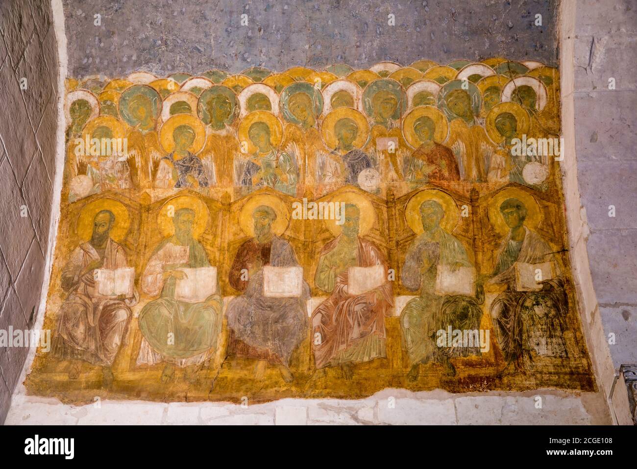 Frescoes of Dimitreus Cathedral. XII century. Vladimir. Russia Stock Photo