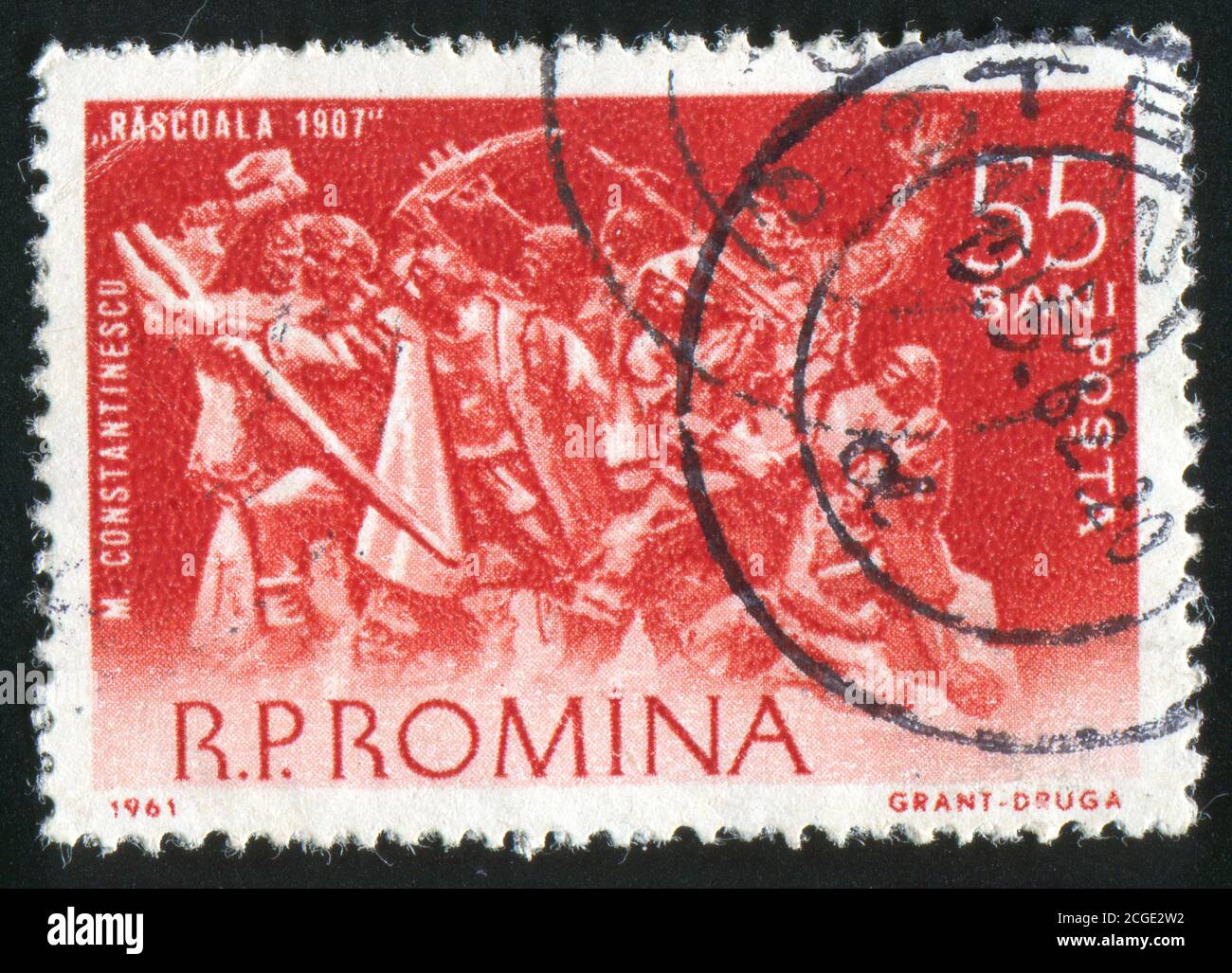 ROMANIA - CIRCA 1961: stamp printed by Romania, shows Peasant Revolt, 1907, M. Constantinescu, circa 1961 Stock Photo