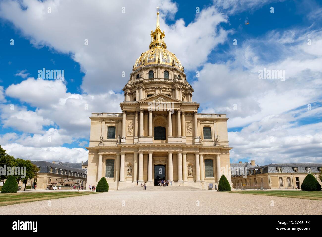 Les Invalides in Paris with the tomb of Napoleon Bonaparte under the golden dome Stock Photo