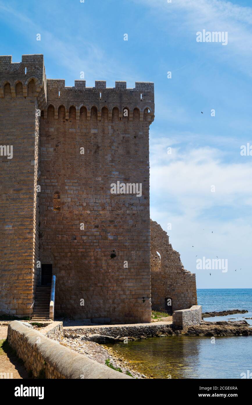 St. Honorat island, the fortified Monastery. Cannes, French riviera