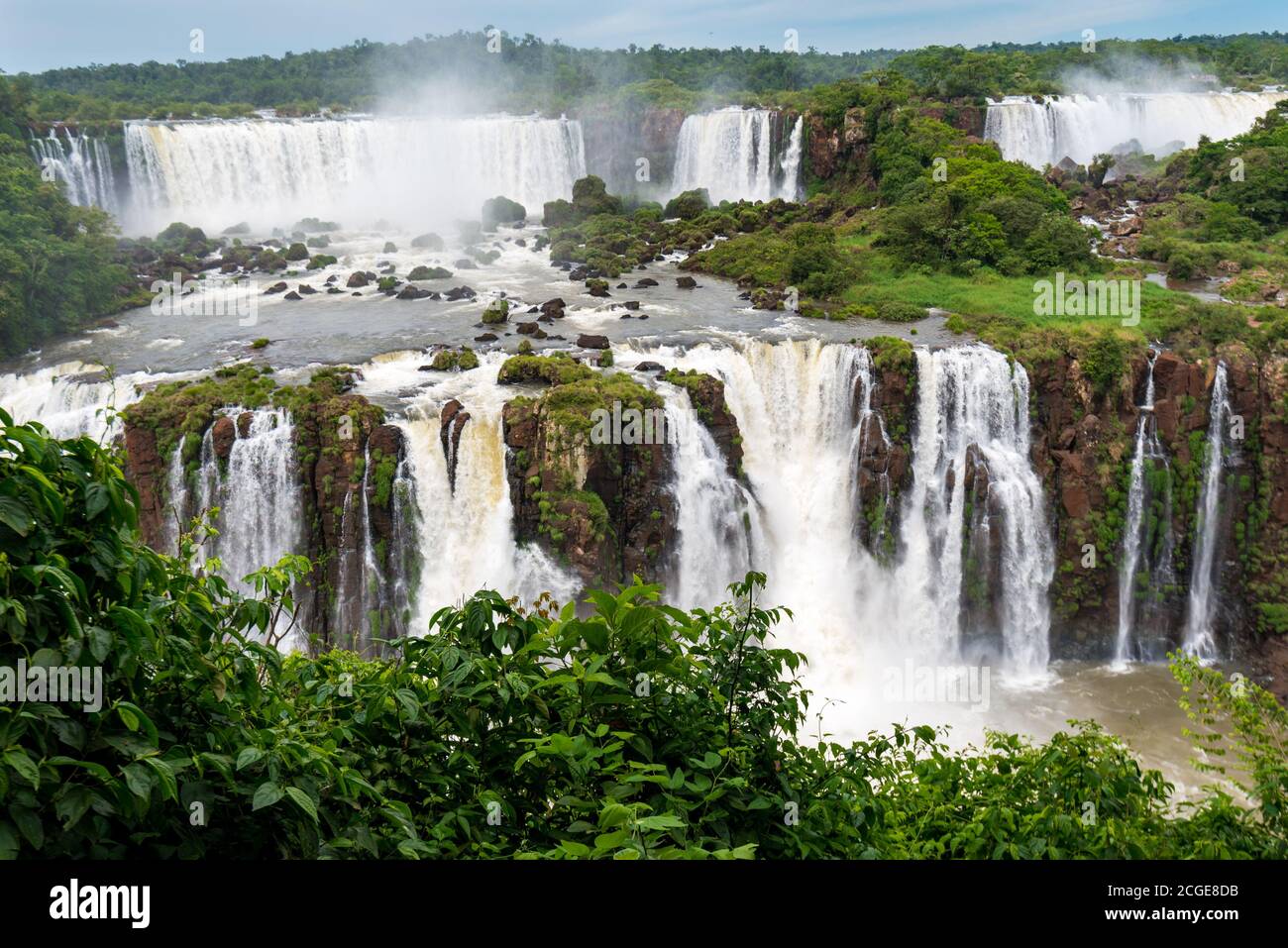 Aerial View of Iguazu Falls, One of the New 7 Wonders of Nature, in Brazil and Argentina Stock Photo